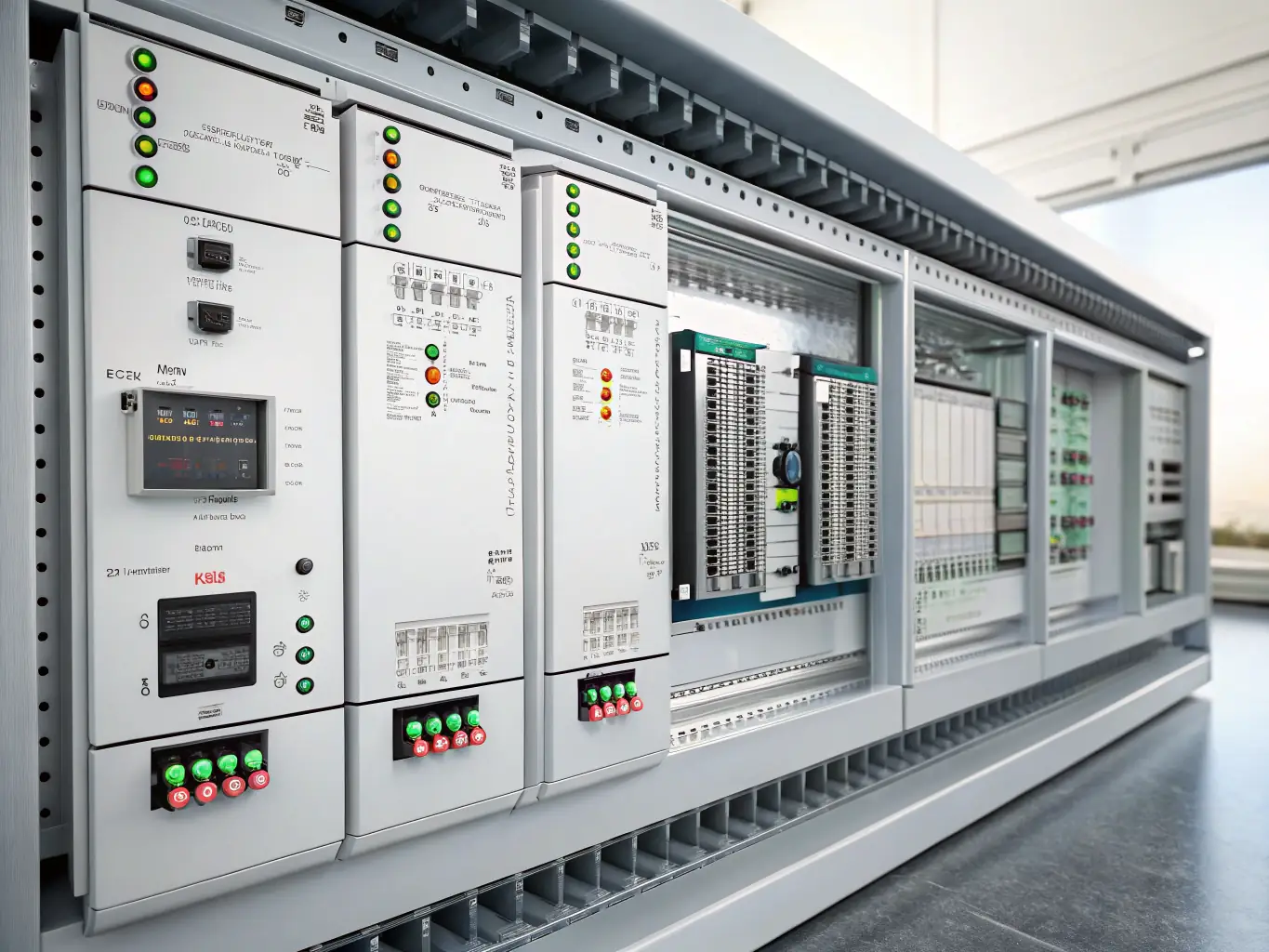 A detailed image showcasing a PLC (Programmable Logic Controller) system in a modern industrial setting, highlighting its role in automation.